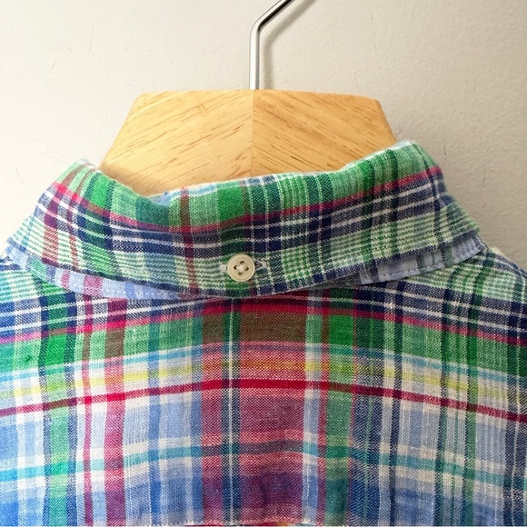 Ralph Lauren Sport Plaid 100% Linen Long Sleeve Button Down Shirt Collared 843 - Picture 7 of 9